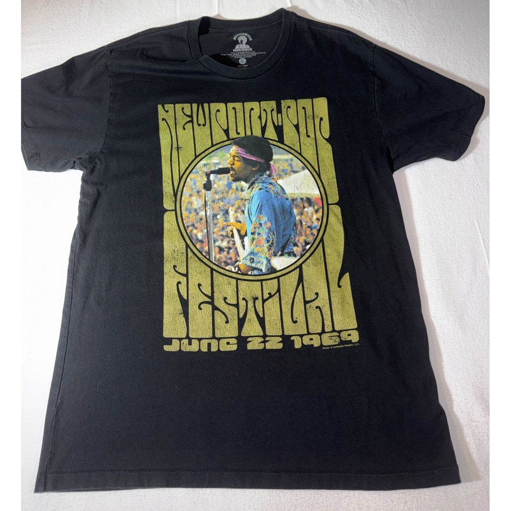 Jimi Hendrix Newport Pop Festival June 22 1969 Graphic Band Tee Size Large L